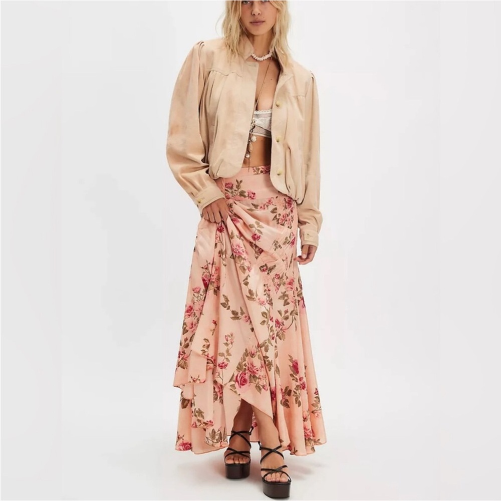 Free People Rowan Maxi Skirt - Falling Floral Mauve/Blush Pink Size 10 NWOT